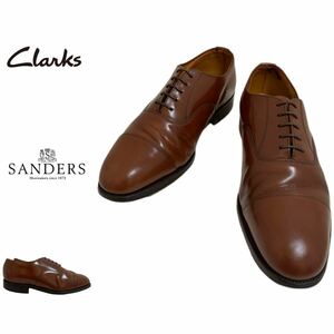 Clarks クラークス SANDERS サンダース製造 MADE IN ENGLAND イングランド製 ストレートチップ レザーシューズ ブラウン 7 1/2 アーカイブ