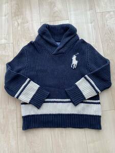 ☆美品☆キッズRALPH LAUREN ☆ポロラルフローレンセーター☆ビックポロ紺色綿セーター☆サイズ５T（１１５cm）☆