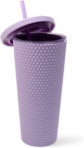 日本未発売 West&5th ウェストアンドフィフス マット スタッヅ タンブラー ストロー付 コールドドリンク スタバ風 ライラック 紫 Tumbler