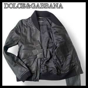 DOLCE&GABBANA ドルチェ&ガッバーナ 【新品未使用】 レザージャケット ライダースジャケット ラムスキン プレート 本革 ブラック 黒 