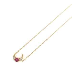 美品◆STAR JEWELRY スタージュエリー ネックレス ◆ ゴールドカラー ダイヤ0.04ct×K18YG 三日月 レディース 総重量:1.1ｇ ジュエリー