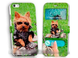 iPhone 5C犬バイカードッグ手帳型ケース 充電ケーブルフィルム付