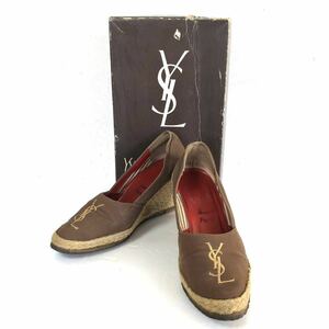 Yves saint Laurent イヴサンローラン　ウェッジソール　ヒール　パンプス　YSLロゴ　キャンバス　サイズ36(22.5cm程度) 箱付き