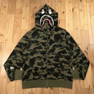 ★XL★ 1st camo green シャーク パーカー shark full zip hoodie a bathing ape BAPE エイプ ベイプ アベイシングエイプ 迷彩 kgz0075