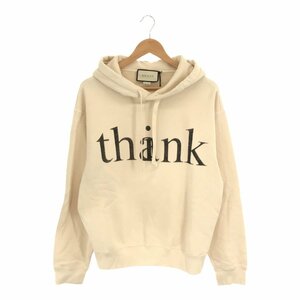 GUCCI グッチ 【men3496D】 20AW think thank foodie 634674 コットンフーディー ビンテージ加工 プリント メンズ S 希少 VA