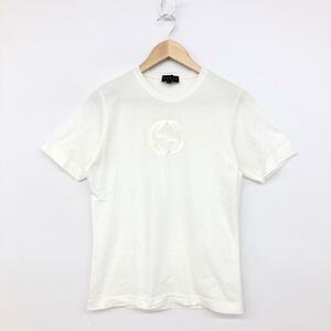 ◆GUCCI グッチ 半袖カットソー Sサイズ◆ ホワイト コットン100％ メンズ ロゴ刺繍 クルーネック トップス 半袖Tシャツ