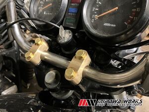 XJ400 真鍮 ハンドルクランプ ホルダー ボルト 1台分 検 XJ550 XJ750E RZ250 GX RD ヤマハ クランプ ハンドル ポスト