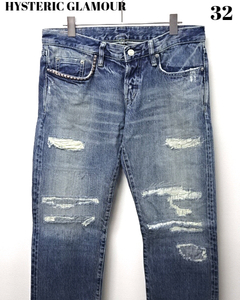 32 ¥48,300【HYSTERIC GLAMOUR VR加工デニムパンツ 0212AP01244 INDIGO ヒステリックグラマー VR加工デニムパンツ インディゴ】