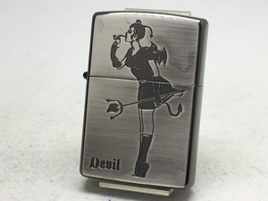 送料無料 ZIPPO[ジッポー]両面加工 ガール柄 デビル SBサテン