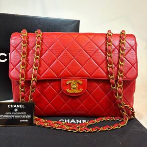 1円スタート〜CHANEL シャネル　ショルダーバッグ　マトラッセ　ココマーク　ターンロック　デカマト　チェーンショルダー　レッド