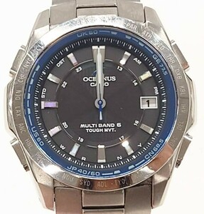 U309-W11-913◎CASIO カシオ OCEANUS オシアナス OCW-T100 シルバー 電波ソーラー メンズ腕時計 デイト ブラック文字盤④