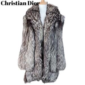 定価170万/幻/ガリアーノ期/クリスチャンディオール◎Christian Dior シルバーフォックスファーコート 毛皮 ファージャケット CDロゴ XL