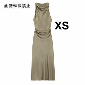 vintage ヴィンテージ レトロ シルク サテン風 ロング ワンピース ドレス XSサイズ レディース★ZARA 好きな方に★2024 S/S 春新作 新品★