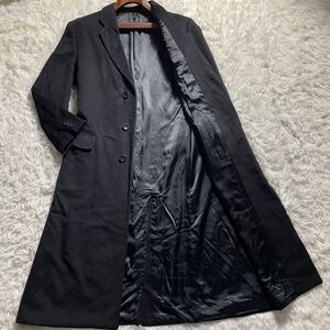 超ド級のXL!!!豪華なカシミヤ100%!!!【アルマーニ ARMANI COLLEZIONI】ランウェイモデル級!!! チェスターコート 着丈120cm◎ ブラック◎