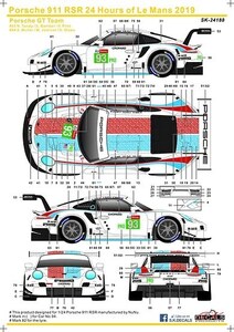 SKデカール 1/24 SK24188 ポルシェ 911 RSR FIA 世界耐久選手権 ル・マン24時間レース 2019 ポルシェ GT チーム #93 & #94