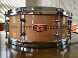 美品 BONNY DRUM JAPAN　JAMスネア14インチ　メイプル　PURESOUND仕様・内巻きフープレイン・フォースメント仕様　