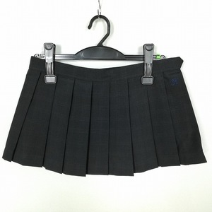 1円 スクールスカート 夏物 w66-丈27 チェック 中学 高校 マイクロミニ プリーツ 学生服 制服 女子 中古 HK6668