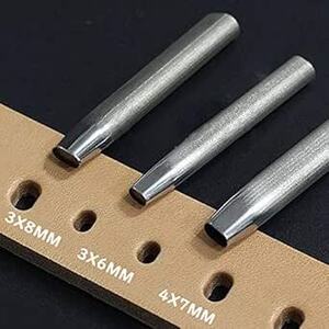 穴あけ ポンチ 楕円 ポンチ レザークラフト ポンチ パンチ 楕円 形 DIY 工具 穴あけ 道具 3本 セット3x6mm 3x8