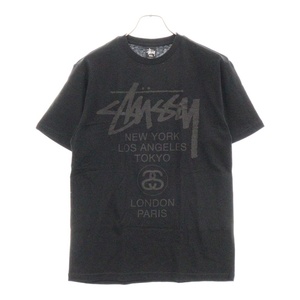 STUSSY ステューシー ワールドツアープリント半袖カットソー 半袖Tシャツ ブラック