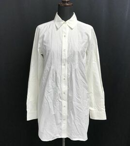 日本製★アンタイトル/UNTITLED★プリーテッドブザム/ロング丈/長袖シャツ/ワンピース【2/レディースM/白/white】Tops/Shirts◆BH686