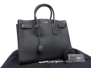 ■新品同様■ SAINT LAURENT サンローラン クラシク サック ド ジュール レザー 2WAY ハンドバッグ ショルダー ブラック系 BJ4120