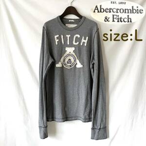 ■ Abercrombie & Fitch アバクロンビー&フィッチ ■ パッチワーク ■ ダメージ加工 ■ クルーネック ■ カットソー ■ グレー ■ A&F ■ L