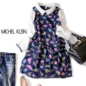 ☆☆ 美品 MICHEL KLEIN ミッシェルクラン ☆☆ 大人可愛い とろみジョーゼット生地 チュニック 38号 M 春 夏 23B04