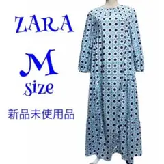 【新品未使用品】ZARA ワンピース ロング 柄ワンピース♡かわいいデザイン♡M