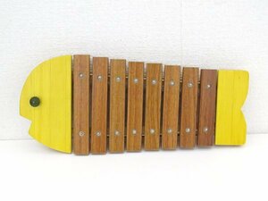 BorneLund/ボーネルンド おさかなシロフォン 黄 木琴 楽器 子供用 知育玩具 バチ欠品