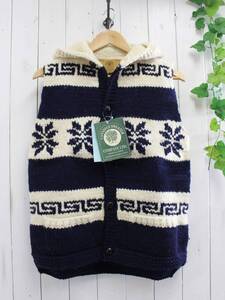 新品◆CANADIAN SWEATER カナディアンセーター◆カウチンセーター オルテガ フード付き ニットベスト 38 定価48,000円