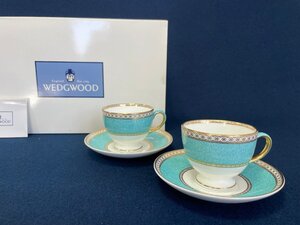 ［道］WEDGWOOD ウェッジウッド ユーランダー パウダーターコイズ リー カップ＆ソーサー ペア