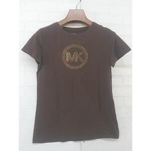 ◇ MICHAEL KORS マイケルコース ラインストーン 半袖 Tシャツ カットソー サイズXS ブラウン ゴールド レディース P