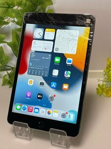 iPad mini4 Wi-Fi＋cellular 128GB au 判定〇 スペースグレイ A1550 MK762J/A　現状　割れ　動作品　 Y30