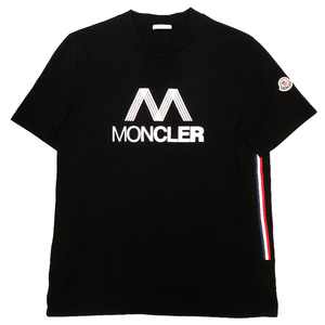 ［飯能本店］MONCLER モンクレール Black Logo Tシャツ #M 8C00038 半袖シャツ コットン ブラック/ホワイト メンズ DH78616