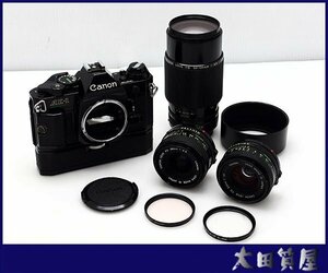 82)質屋☆ AE-1 PROGRAM（POWER WINDER A）/レンズ 3本 NEW FD 28mm F2.8/50mm F1.8/ZOOM LENS 50-135mm F3.5 中古☆１円～