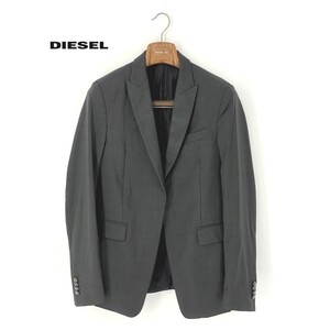 A6837/訳あり 美品 総裏 秋冬 DIESEL BLACK GOLD ディーゼル ウール 迷彩 デザイン テーラード シングル1Bジャケット 44 S程 灰色/メンズ