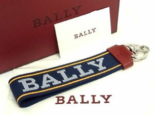 ■新品■未使用■ BALLY バリー キャンバス キーホルダー キーリング ストラップ メンズ レディース ネイビー系 AD8250yZ