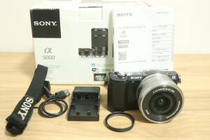 元箱・取説付 SONY α5000 ILCE-5000L パワーズームレンズキット E 3.5-5.6/PZ 16-50mm ミラーレス一眼 [Y0175]