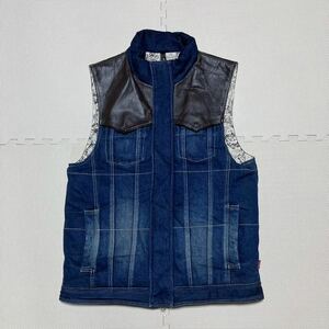 ★ glum グラム Regent Denim Vest レザーヨーク デニム 中綿 ベスト 3