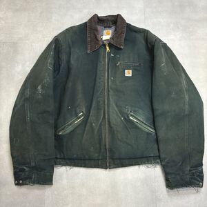 超希少 鬼フェード Carhartt カーハート デトロイトジャケット ダックジャケット 90s ブランケット 希少サイズ 推定3Lサイズ J01 BLK USA製