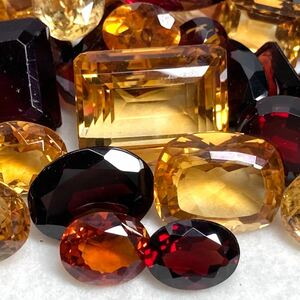 1円〜!!大量!!◯天然シトリン・ガーネットおまとめ500ct◯n 約100g 裸石 宝石 garnet citrine 黄水晶 w4 58