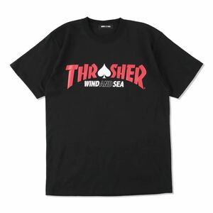 【新品未使用】 22SS 新品 WIND AND SEA × THRASHER MAGAZINE ウィンダンシー WDS SPADE S/S TEE Tシャツ カットソー 半袖 BLACK L 黒色