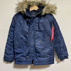 [送料無料]ALPHA INDUSTRIES/アルファインダストリーズ/N-3B/フライトジャケット/モッズコート/中綿/ネイビー/キッズ/子供服/110サイズ