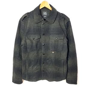 ■ アルマーニエクスチェンジ 裏地キルティング ウール チェック柄 ジャケット Mサイズ 緑×灰 A/X ARMANI EXCHANGE アウター 古着 ■