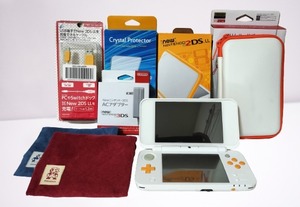 new NINTENDO 2DS LL 任天堂 2DS LL ホワイトxオレンジ +アクセサリー多数付き