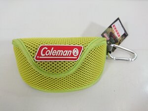 coleman コールマン サングラス ケース メガネケース 黄緑 グリーン マジックテープ ハイカーブ対応 カラビナ付き アウトドア ユーズド