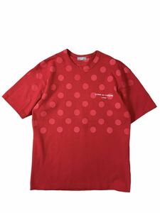 (D) COMME des GARCONS HOMME コムデギャルソンオム AD2000 田中期 田中オム ドット ロゴプリント 半袖Tシャツ レッド