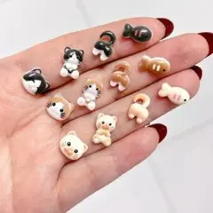 No.027　デコパーツ　チャーム　動物　ネコ　猫　10個　ハンドメイド　レジン