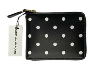 COMME des GARCONS (コムデギャルソン) POLKA DOTS PRINTED 二つ折り財布 ウォレット SA7100PD-BKBKOS 黒 レザー ドット 水玉/009