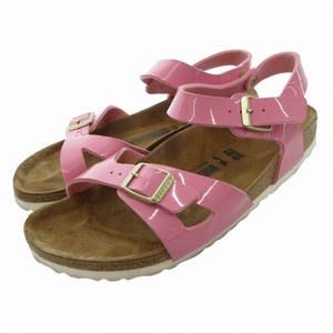 ビルケンシュトック BIRKENSTOCK サンダル シューズ ストラップ ロゴゴールド金具 39 25.0cm ピンク /FT 1023 レディース